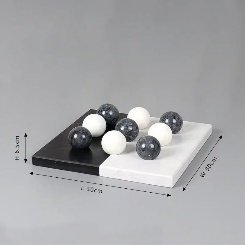 Juego de adornos geométricos de mármol DecorBites™ con diseño de ajedrez para una decoración elegante del hogar.