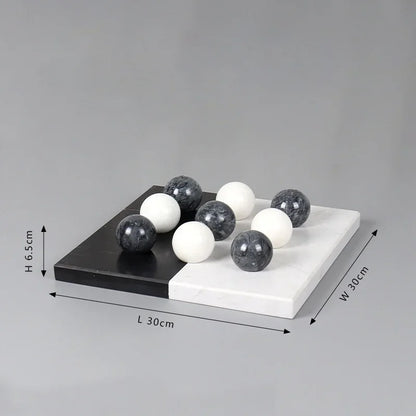 Juego de adornos geométricos de mármol DecorBites™ con diseño de ajedrez para una decoración elegante del hogar.