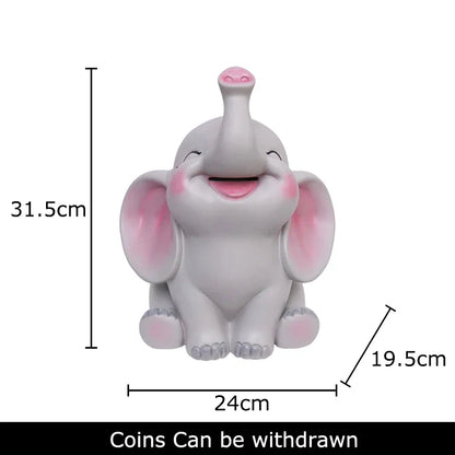 DecorBites™ Elephant Child Savings Jar Piggy Bank Room Decor Resin Sculpture Elephant Ornament