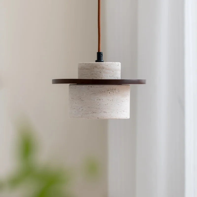 DecorBites™ LED Hanging Lamp: Yellow Travertine Japanese Style Pendant Light for Home Decoration