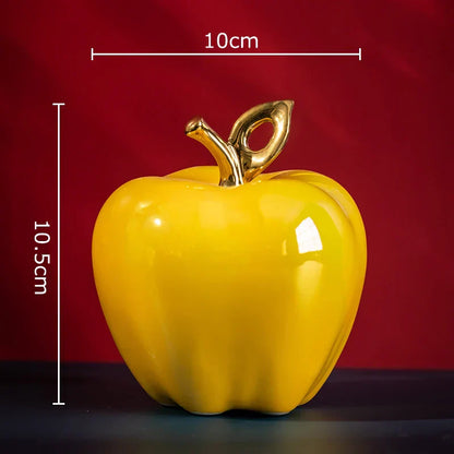 DecorBites™ Golden Ceramic Apple Sculpture Desk Decoration Ornaments Crafts Room Decor