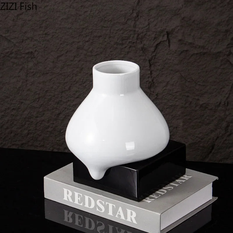 DecorBites™ Ceramic Liquid Vase White Room Decor Desk Flower Arrangement Aesthetic