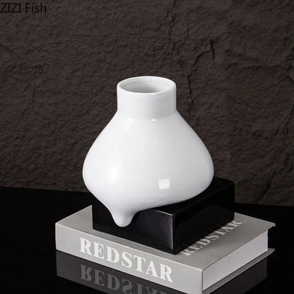 DecorBites™ Ceramic Liquid Vase White Room Decor Desk Flower Arrangement Aesthetic