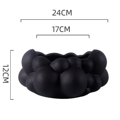 ديكور بايتس™ - مزهرية خزفية مجردة مرقعة، وعاء زهور فقاعية، ديكور منزلي