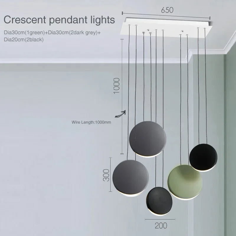 Lámpara de araña DecorBites™ Crescent Moon para comedor, cafetería, isla de cocina y bar.