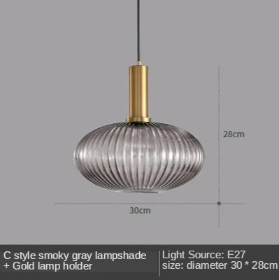 DecorBites™ Gray Glass LED Pendant Lights for Modern Nordic Home Decor