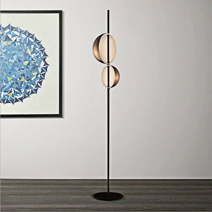 DecorBites™ Black Gold LED Floor Lamp Double Lampshade Standing Light