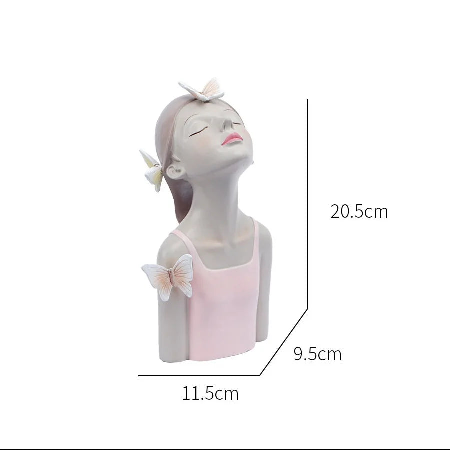 DecorBites™ Butterfly Girl Sculptures: Pink Room Decor & Fairy Garden Art for Modern Bedroom