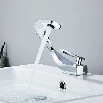 DecorBites™ Gold Bathroom Faucet | Deck Mounted Sink Tap | Hot and Cold Basin Mixer