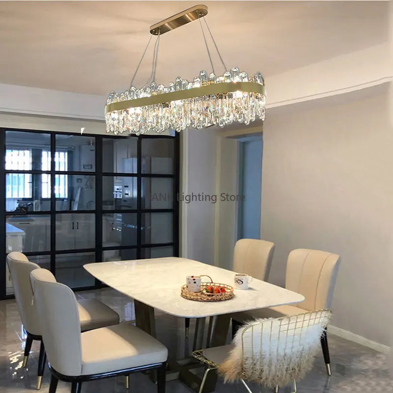 LED Crystal Pendant Light Oval 100cm Design