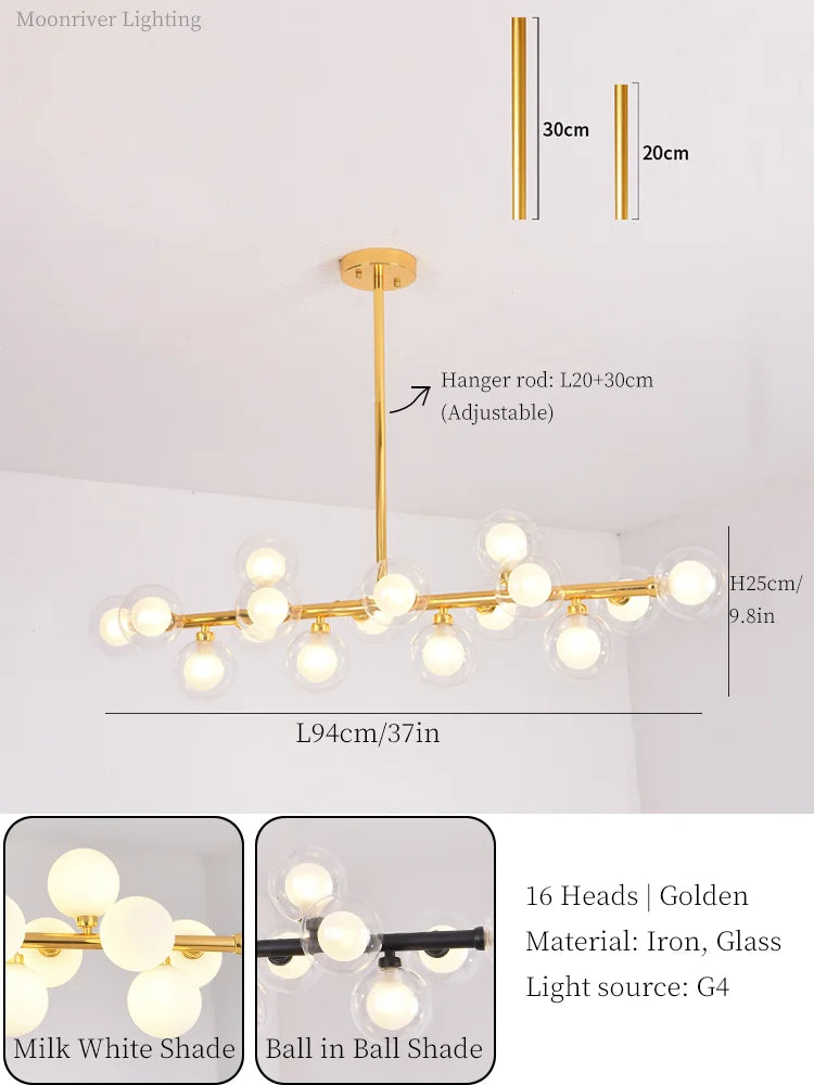 Lámpara colgante moderna DecorBites™ con bola de cristal y luz LED para decoración del hogar