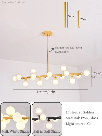 Lámpara colgante moderna DecorBites™ con bola de cristal y luz LED para decoración del hogar
