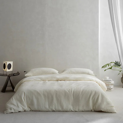 طقم أغطية سرير DecorBites™ مصنوع من خيوط إسفنجية قطنية 100% بتصميم جاكار بلون واحد