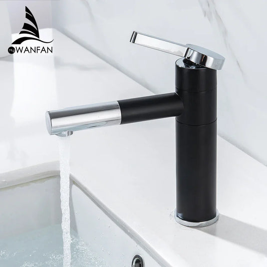 DecorBites™ Brass Bathroom Faucet Vessel Sinks Mixer - Swivel Spout Vanity Tap, Chrome Deck Mounted