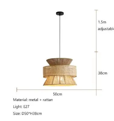 DecorBites™ Handmade Hemp Rope Chandelier Pendant Light for Restaurant and Cafe