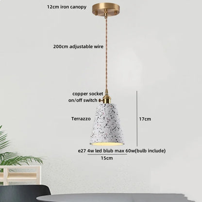 DecorBites™ Terrazzo Stone LED Pendant Lamp for Industrial Loft, Bar, Coffee, Living Room.