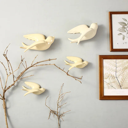 DecorBites™ Flying Bird Ceramic Wall Ornament Simulation Room Decoration Indoor Accent