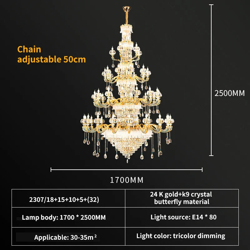 DecorBites™ Crystal Living Room Chandelier: Elegant Lighting for Home, Hotel, Club