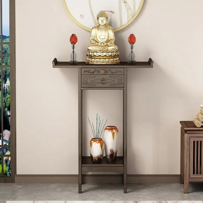 DecorBites™ Bamboo Console Table with Drawer for Living Room - Vintage Side Table