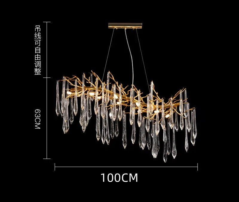 Lámpara de Araña de Rama LED Oro Decorbites™ para Sala de Estar, Dormitorio, Hotel - Luz Colgante de Aluminio de Lujo Moderno