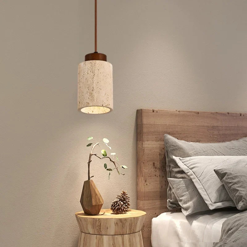 Copper Vintage Pendant Light Travertine Stone