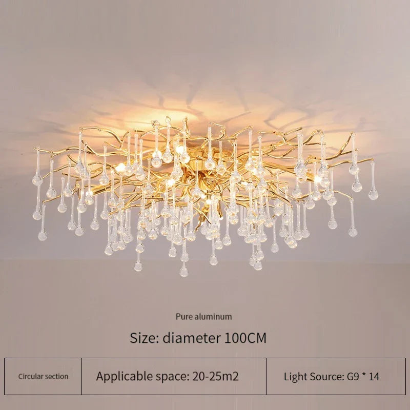 DecorBites™ Elegant Gold Crystal Chandelier for Modern Luxury Living Spaces