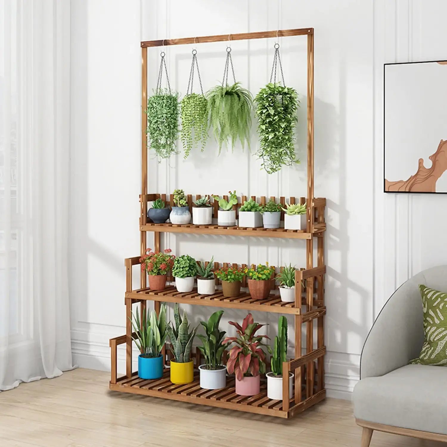 Soporte para plantas colgante de madera de 3 niveles Decorbites™