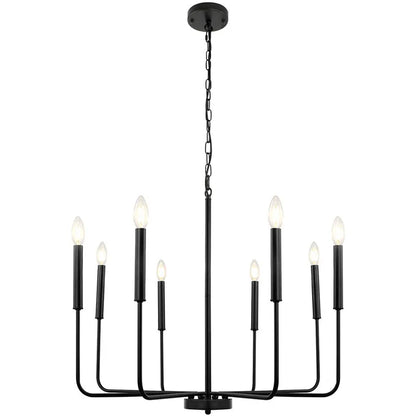 DecorBites™ LED Gold & Black Candle Chandelier: Modern American Living Room Hanging Light