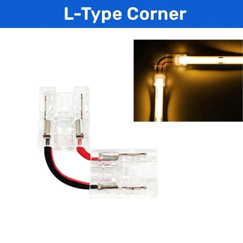 Conectores DecorBites™ de 2 pines para tiras LED COB 2835/5050 SMD, clip fijo de 90°