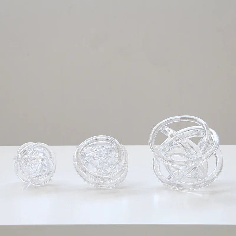 DecorBites™ Glass Coil Wound Ball Ornament: Hand-made, Geometric, Transparent, Home Decoration