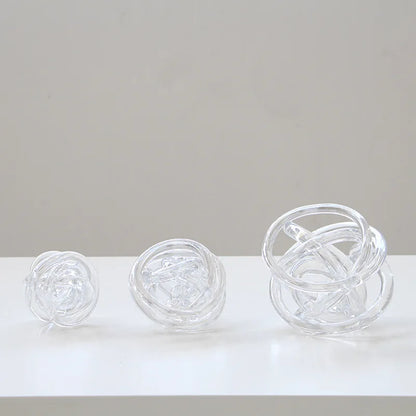 DecorBites™ Glass Coil Wound Ball Ornament: Hand-made, Geometric, Transparent, Home Decoration