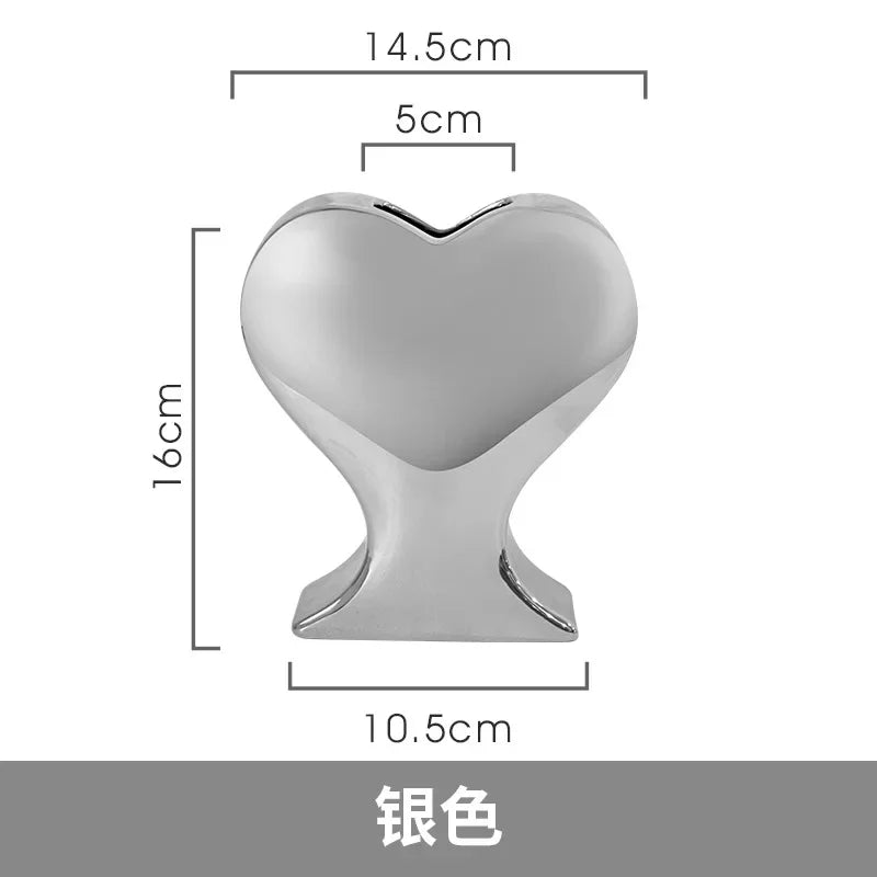 Jarrón de porcelana en forma de corazón Decorbites™ Corazones rosados - Ornamento artesanal y decoración del hogar