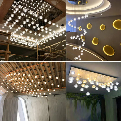 Lámpara de araña de bola de cristal DecorBites™: Iluminación elegante con efecto lluvia de meteoritos para restaurantes, bares y hogares