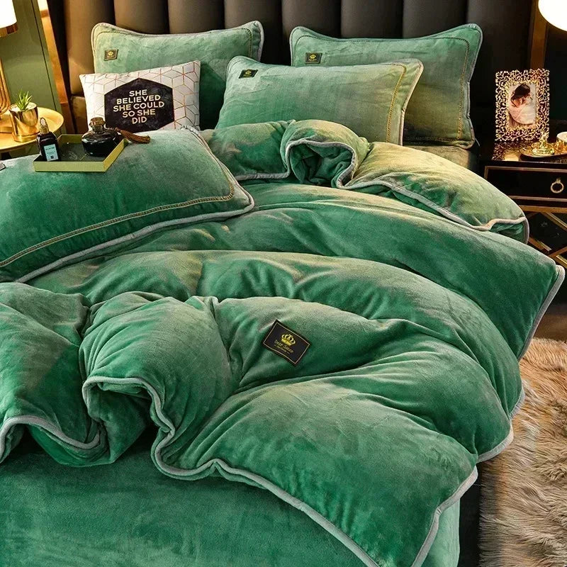 Decobites Plush Milk Velvet King Bedding Set for Winter Warmth