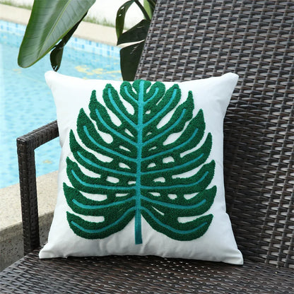 DecorBites™ Boho Floral Embroidered Canvas Cushion Cover 45*45cm for Living Room