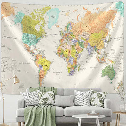 Decobites Minimalist Map Tapestry Wall Hanging for Boho Aesthetic Room Decor