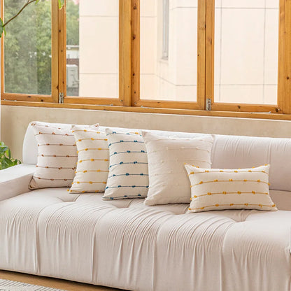 طقم غطاء وسادة من قماش الجاكار المخطط من ديكوربايتس™: أزرق، أصفر، رمادي، وردي، بيج، أسود