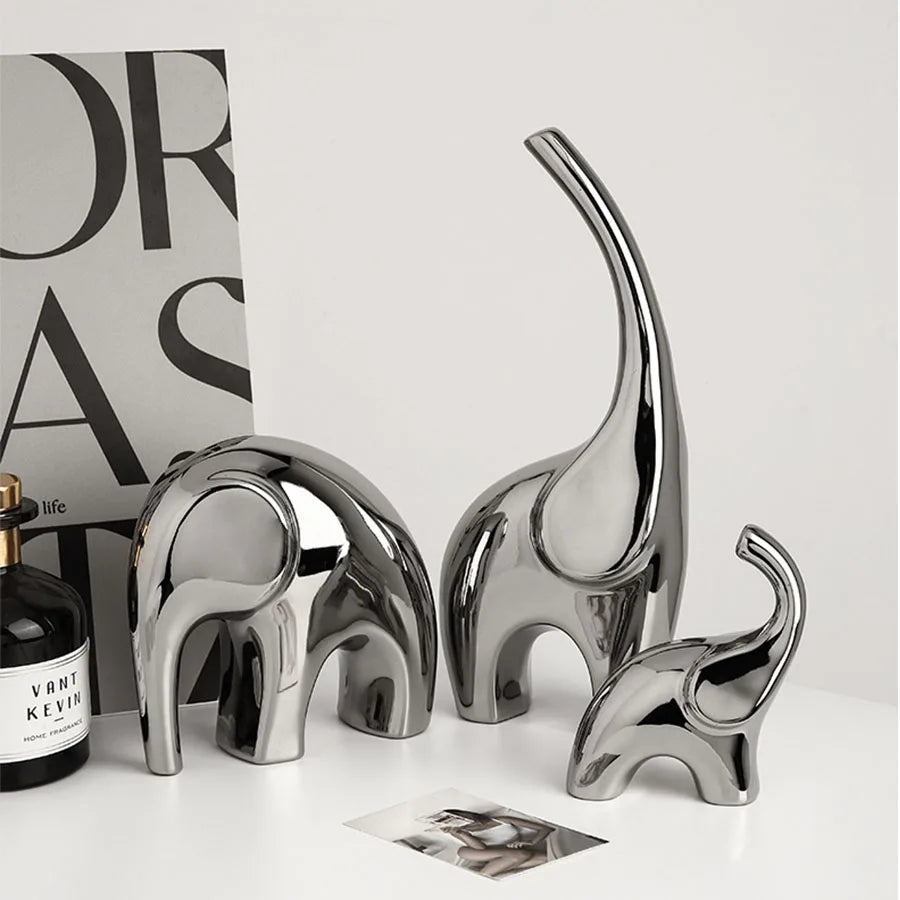 DecorBites™ Elephant Sculpture: Ceramic Nordic Decor for Home & Office Shelving