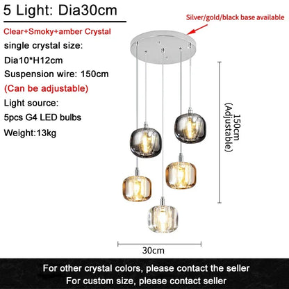 Lámpara de araña LED de cristal DecorBites™ para sala de estar, escalera o isla de cocina