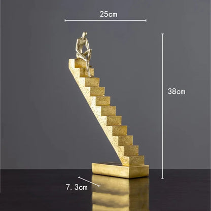 DecorBites™ Golden Man Abstract Resin Figure Sculpture Staircase Decor