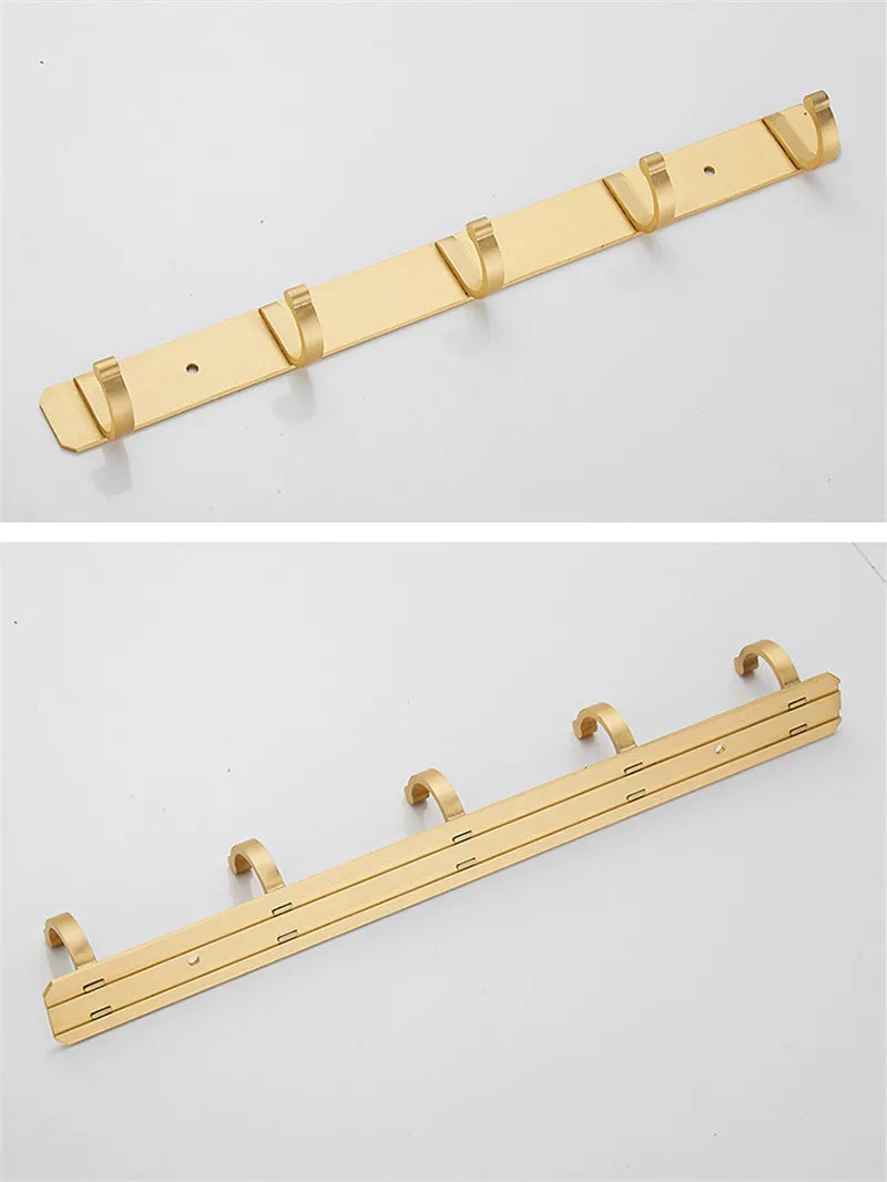DecorBites™ Brushed Gold Aluminum Robe Hooks Set of 4 - Bathroom & Kitchen Hangers