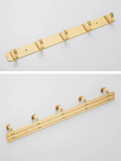 DecorBites™ Brushed Gold Aluminum Robe Hooks Set of 4 - Bathroom & Kitchen Hangers
