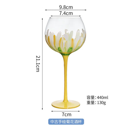 DecorBites™ Hand Painted Glass Goblet: Creative Red Wine Glasses Cup for Wedding Party