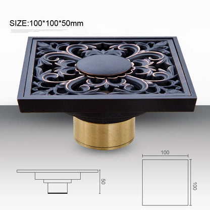 DecorBites™ Black Anti-odor Floor Drain 10x10cm Square Bathroom Shower Hardware