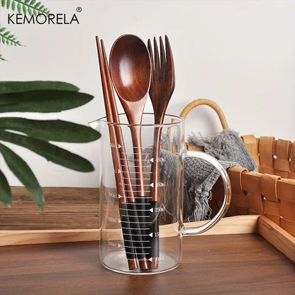 DecorBites™ Japanese Wooden Utensil Set - Premium 3-Piece Dining Collection