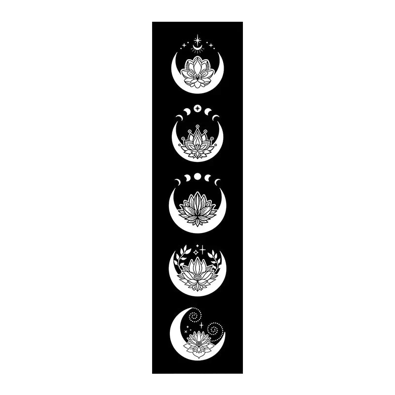 Flowers Moon Phase Tapestry Wall Art by Decobites - Black and White Home Decor