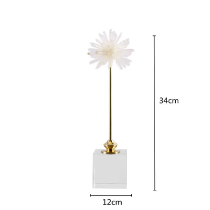 Figura decorativa para el hogar DecorBites™ de cristal de ágata, hecha a mano, con forma de flor blanca.