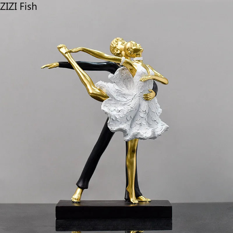 DecorBites™ Golden Tango Dancer Couple Sculpture Home Decor Figurines