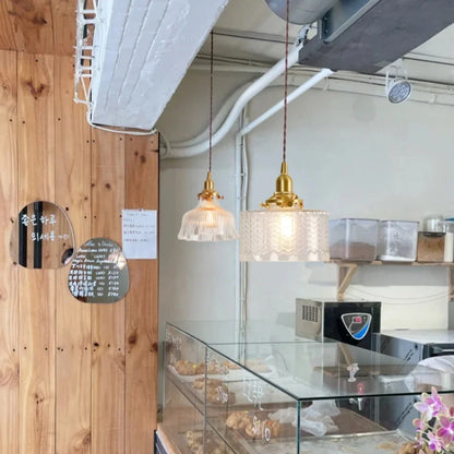 DecorBites™ Clear Glass Copper LED Pendant Lamp for Home Decor & Lighting