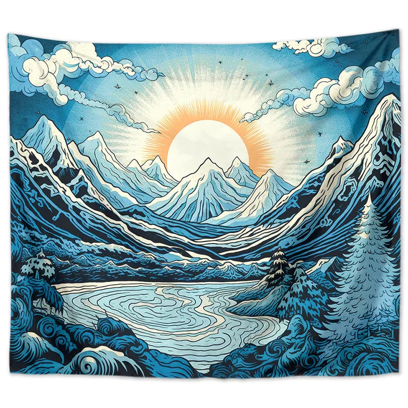 Decobites Sun Background Wall Tapestry for Home Decoration and Camping